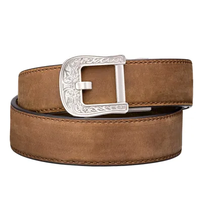 Pas Kore Essentials Rodeo Buckle Brown Buffalo Leather Gun Belt (RODEO-WESTBRN)