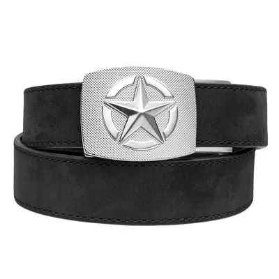 Pas Kore Essentials Star Buckle Black Buffalo Leather Gun Belt (STAR-WESTBLK)