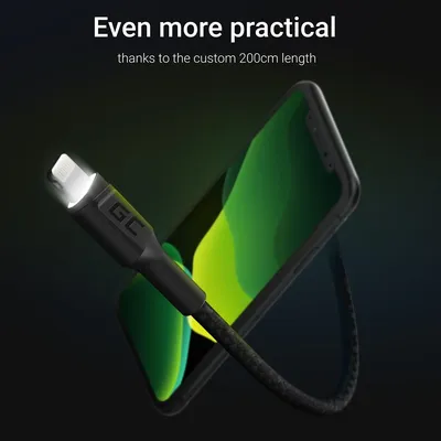 GREEN CELL KABEL KABGC12 GC RAY USB - LIGHTNING 200CM, BIAŁY LED, SZYBKIE ŁADOWANIE - widok 4