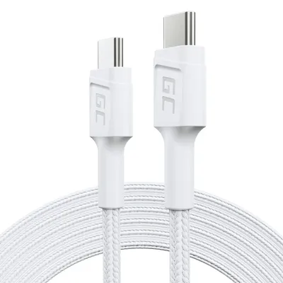 GREEN CELL KABEL KABGC29W GC POWERSTREAM USB-C - USB-C 200CM, POWER DELIVERY 60W, ULTRA CHARGE, QC 3.0, BIAŁY - widok 2