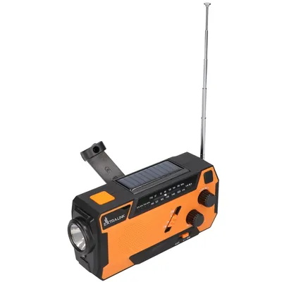 Radio awaryjne solarne z korbką | dynamo, Extralink SR-4000 powerbank 4000mAh, z latarką SOS - widok 2