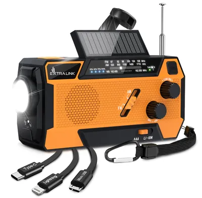Radio awaryjne solarne z korbką | dynamo, Extralink SR-4000 powerbank 4000mAh, z latarką SOS
