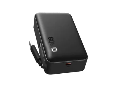 Powerbank SBS 10000mAh 20W LCD z kablem Czarny