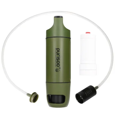 Butelka z systemem filtrującym Purisoo+ zielona z pompką, 400ml, filtr UF + ACF - widok 2