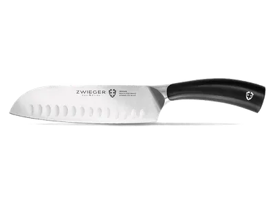 Nóż ZWIEGER Santoku Obsidian 18 cm Czarno-srebrny