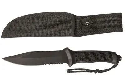 Nóż Mil-Tec Combat Black z gumowaną rękojeścią
