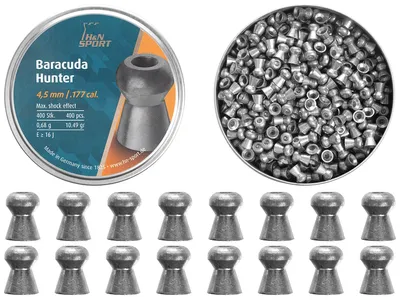 Śrut 4,5 mm Diabolo H&N Baracuda Hunter 400 szt. z otworem (92174500003/400) HAENDLER & NATERMANN - widok 2