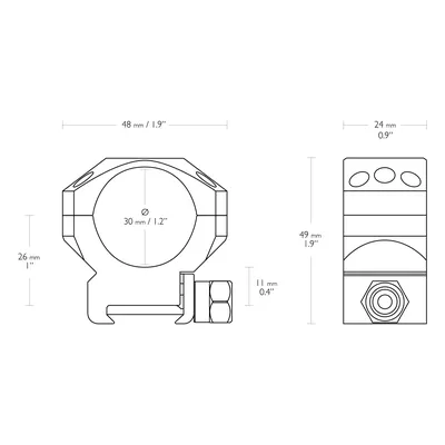 Montaż lunety Hawke Tactical średni 30 mm Weaver (354-248) HAWKE OPTICS - widok 2