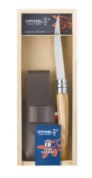Nóż Składany Opinel Inox Slim Olivewood No 10 z etui - 002606