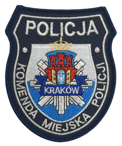 Emblemat Policji - Komenda Miejska Policji KRAKÓW - biało-niebieski
