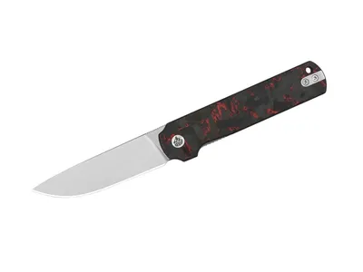 Qsp Lark Shredded CF Overlay G-10 QS144-D Red Nóż składany stal 14C28N
