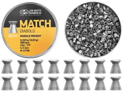 Śrut 4,51 mm Diabolo JSB Match Middle 500 płaski (000016-500) - widok 2