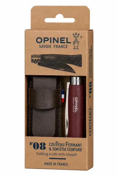 Nóż Składany Opinel Inox No.08 Burgundy z Etui
