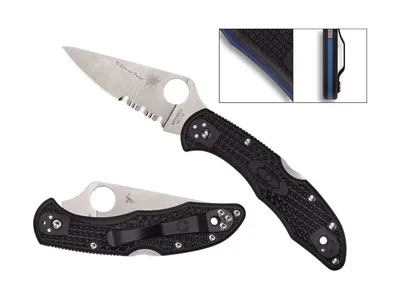 Spyderco Delica 4 Thin Blue Line Combo C11FPSBKBL Nóż składany 18,2 cm
