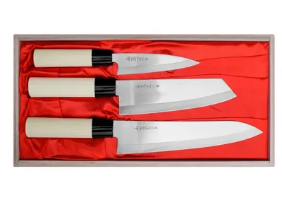 Zestaw 3 noży Satake Megumi Szefa kuchni / Santoku Bunka / nóż uniwersalny (HG8165W) - widok 2