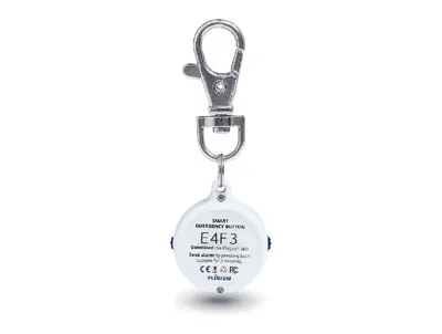 Brelok alarmowy Plegium Smart Emergency Button white +GPS+SMS+TEL (SEB-ENG-WH-E) z łatwym użytkiem i funkcjami automatycznego wysyłania wiadomości SMS o zagrożeniu oraz wywołania połączenia głosowego do kont