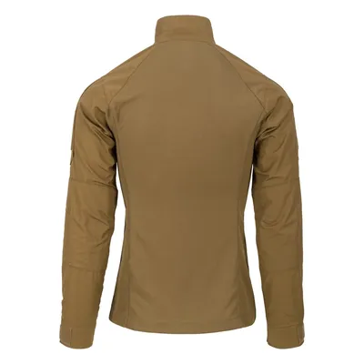 Bluza taktyczna Helikon-Tex MCDU Combat Shirt w kolorze MultiCam/Coyote A, przeznaczona dla użytkowników MBDU, z wysokim kołnierzem i zapięciem na zamek błyskawi.
