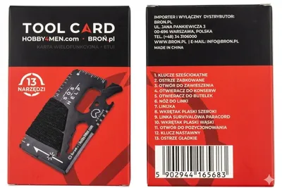 Multitool AZYMUT TOOL CARD karta wielofunkcyjna - 13 narzędzi + etui, 85/53 mm (H-O200930TC) - widok 6