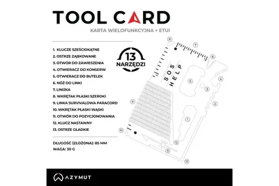 Multitool AZYMUT TOOL CARD karta wielofunkcyjna - 13 narzędzi + etui, 85/53 mm (H-O200930TC) - widok 7