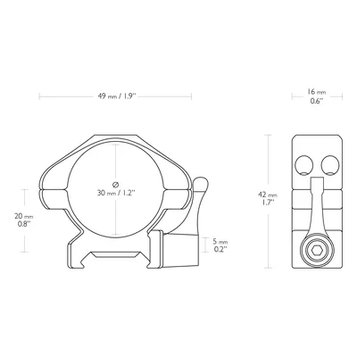 Montaż lunety Hawke Precision Steel niski 30 mm Weaver z dźwignią (354-231) HAWKE OPTICS - widok 2