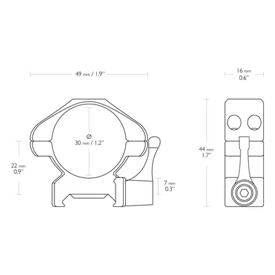 Montaż lunety Hawke Precision Steel średni 30 mm Weaver z dźwignią (354-232) HAWKE OPTICS - widok 2