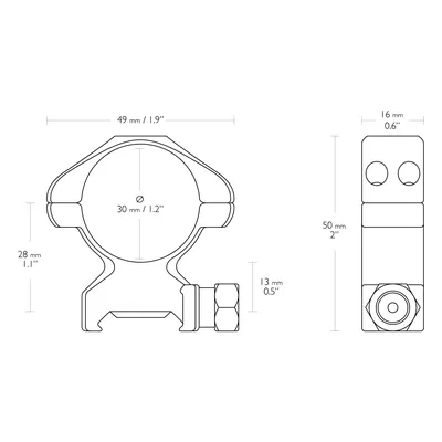 Montaż lunety Hawke Precision Steel wysoki 30 mm Weaver (354-224) HAWKE OPTICS - widok 2