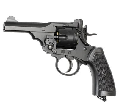 Rewolwer wiatrówka WEBLEY MKVI .455 Police kal.5,5 mm Diabolo łuski 6-strzał. lufa 4" CO2 Black Ekp do17J