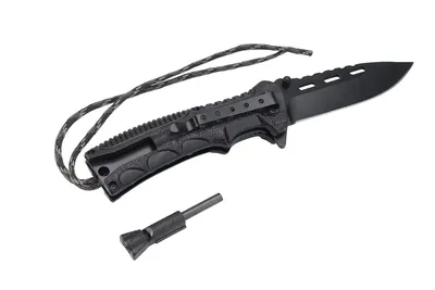 Nóż survivalowy AZYMUT Survival Fire Starter +krzesiwo +paracord +pokrowiec (H-K2010373) - widok 2