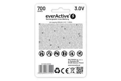 Akumulator EverActive 3V RCR123A / 16340 700mAh - widok 2