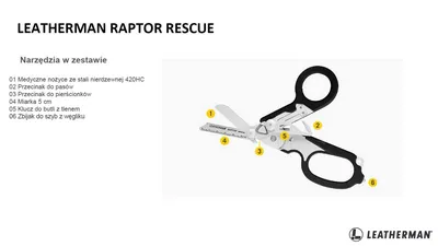 Multitool Leatherman Raptor Rescue Black-Orange nożyce - 6 narzędzi + kabura Utility (832170) - widok 6