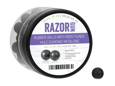 Kule gumowo-metalowe RazorGun 43 kal. .43 / 100 szt. do Umarex M&P9c TPM1 PPQ (337-056)
