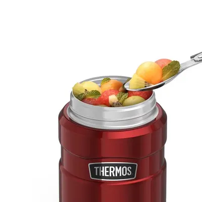 Termos na jedzenie 470 ml ze składaną łyżką i kubkiem THERMOS - czerwony - widok 5