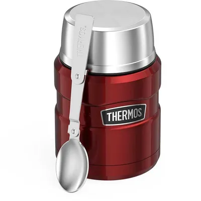 Termos na jedzenie 470 ml ze składaną łyżką i kubkiem THERMOS - czerwony - widok 3