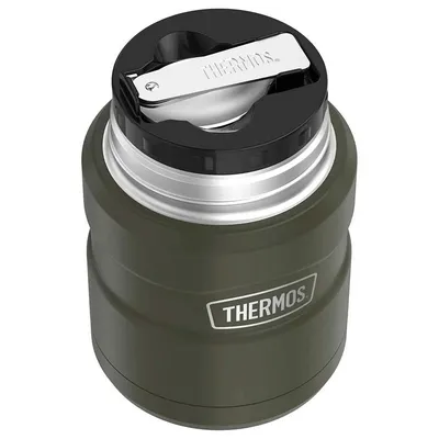 Termos na jedzenie 470 ml ze składaną łyżką i kubkiem THERMOS - zieleń wojskowa - widok 4