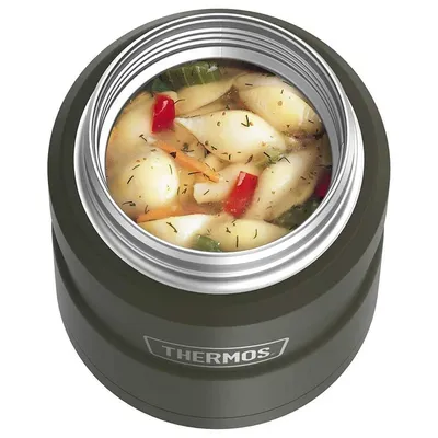 Termos na jedzenie 470 ml ze składaną łyżką i kubkiem THERMOS - zieleń wojskowa - widok 3
