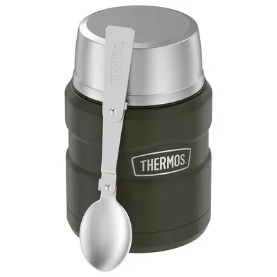 Termos na jedzenie 470 ml ze składaną łyżką i kubkiem THERMOS - zieleń wojskowa - widok 2