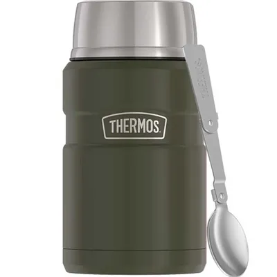Termos na jedzenie 710 ml z składaną łyżką i kubkiem THERMOS - zieleń wojskowa