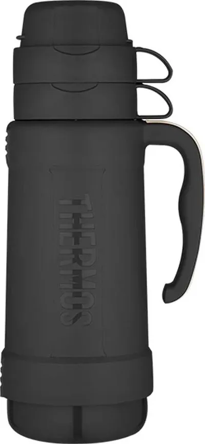 Termos szklany 1,8 l z dwoma kubkami THERMOS - czarny