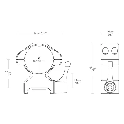 Montaż lunety Hawke Precision Steel wysoki 1" Weaver z dźwignią (354-230) HAWKE OPTICS - widok 2
