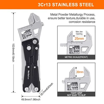 Multitool NexTool W4 11w1 z kluczem nastawnym typu francuz - widok 6