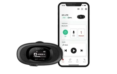 Interkom motocyklowy Sena 5R-01D 5R Lite Bluetooth 5.1 700m z wyświetlaczem LCD i uniwersalnym zestawem mikrofonów na 2 kaski