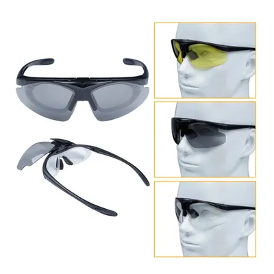 Okulary strzeleckie Wosport Black - 3 wymienne wizjery, pasek - widok 4