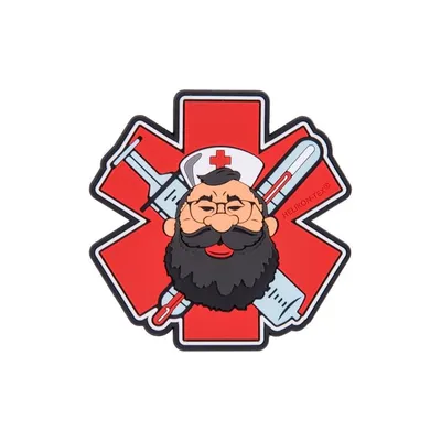 Emblemat Helikon "Beardman MEDIC" - PVC - Czerwony (OD-BMM-RB-25)